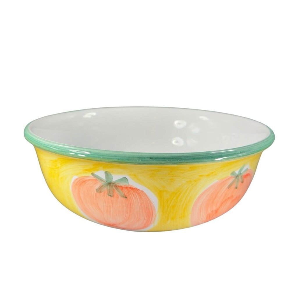 Pottery Barn Sunnyside Dish Bowl Large Tomatoes Check Pattern Ceramic Made Italy